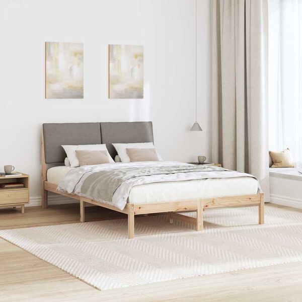 vidaXL R&aacute;m postele Hněd&aacute; a taupe 140 x 190 cm Masivn&iacute; borovicov&eacute; dřevo