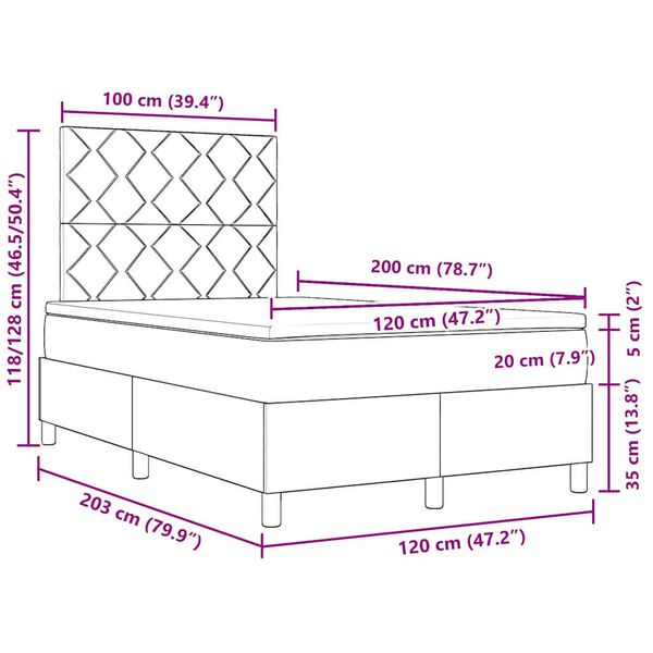 vidaXL Postel s boxspringem s matrac&iacute; s čelo Čern&aacute; 120 x 200 cm textil
