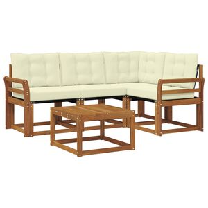 vidaXL Venkovn&iacute; pohovkov&aacute; souprava 5 pcs Přirozen&aacute; a Kr&eacute;mov&aacute;