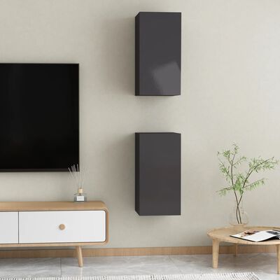 vidaXL TV stolky 2 ks šedé s vysokým leskem 30,5x30x60 cm dřevotříska