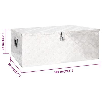 vidaXL Úložný box stříbrný 100 x 55 x 37 cm hliník