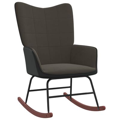 vidaXL Houpací křeslo se stoličkou tmavě šedé samet a PVC