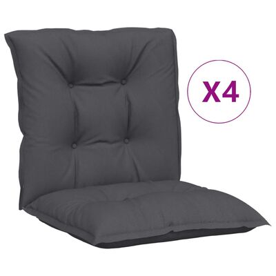 vidaXL Podušky na židli nízké opěradlo 4 ks antracitové 100x50x7 cm