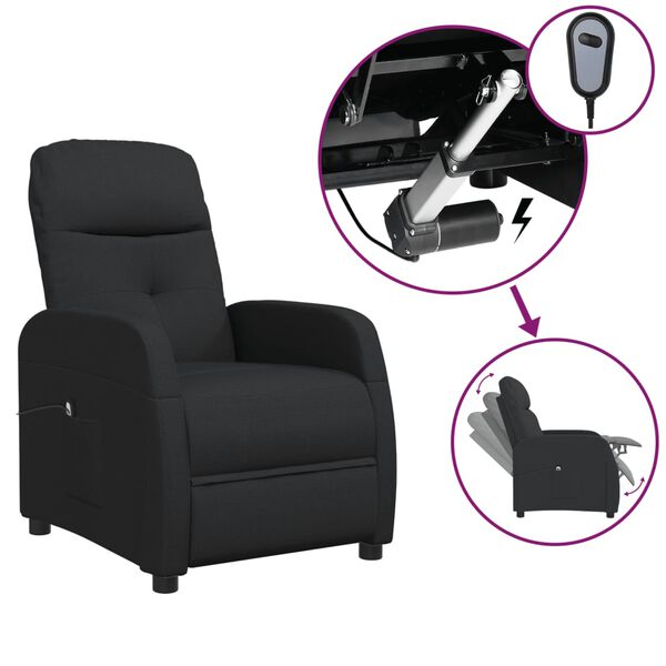 vidaXL Elektrick&eacute; polohovac&iacute; křeslo čern&eacute; textil