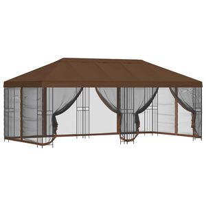 vidaXL Alt&aacute;n s bočn&iacute;mi stěnami 6 x 3 m Hněd&aacute; Polyester a ocel 190 gsm