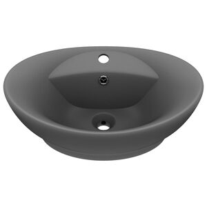 vidaXL Luxusn&iacute; umyvadlo přepad ov&aacute;ln&eacute; tmavě &scaron;ed&eacute; 58,5 x 39 cm keramika