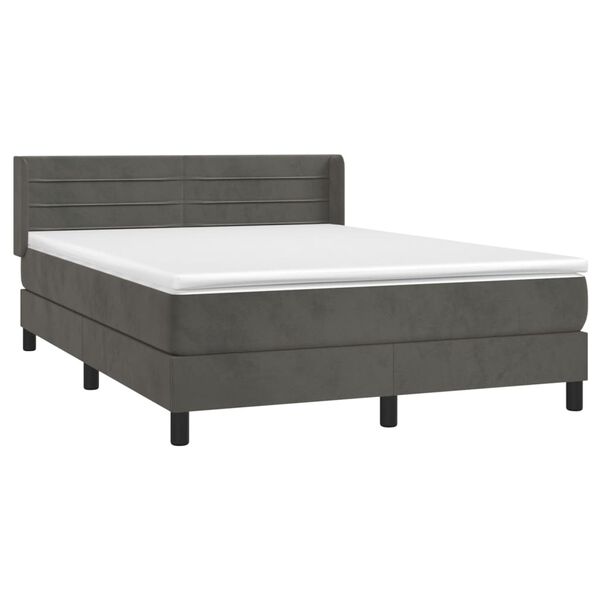 vidaXL Box spring postel s matrac&iacute; tmavě &scaron;ed&aacute; 140x200 cm samet