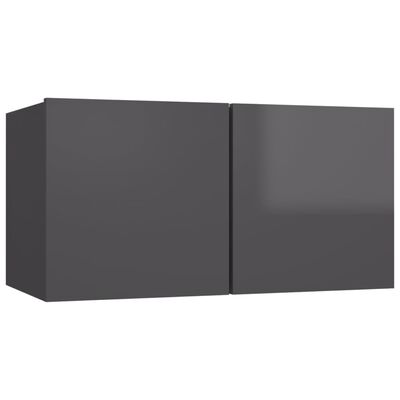 vidaXL 8dílný set TV skříněk šedý s vysokým leskem dřevotříska
