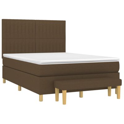 vidaXL Box spring postel s matrací tmavě hnědá 140x200 cm textil