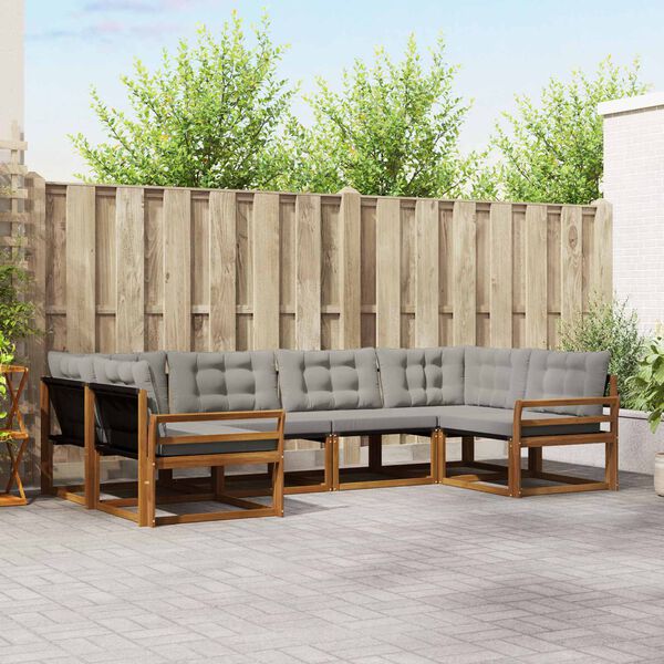 vidaXL Venkovn&iacute; pohovkov&aacute; souprava 6 pcs Př&iacute;rodn&iacute; a světle &scaron;ed&aacute;