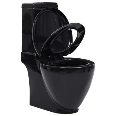 vidaXL Keramické WC zadní odpad černé