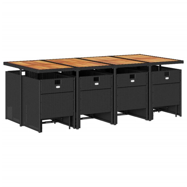 vidaXL 13d&iacute;ln&yacute; zahradn&iacute; j&iacute;deln&iacute; set s podu&scaron;kami čern&yacute; polyratan