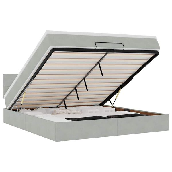 vidaXL Osmansk&yacute; r&aacute;m postele s matrac&iacute; světle &scaron;ed&aacute; 180x200cm samet