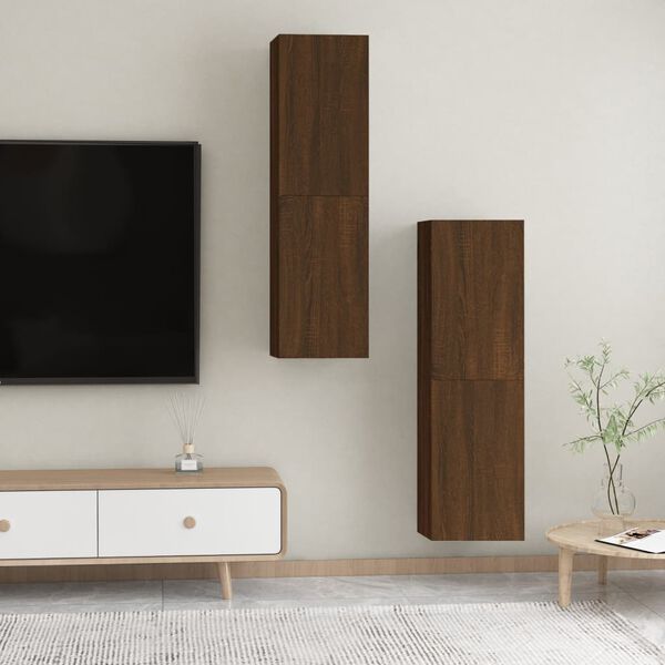 vidaXL N&aacute;stěnn&eacute; TV skř&iacute;ňky 2 ks hněd&yacute; dub 30,5 x 30 x 110 cm