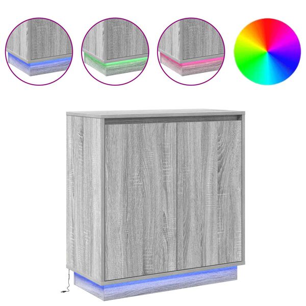 vidaXL LED komoda &Scaron;ed&aacute; Sonoma 71 x 34,5 x 75 cm kompozitn&iacute; dřevo