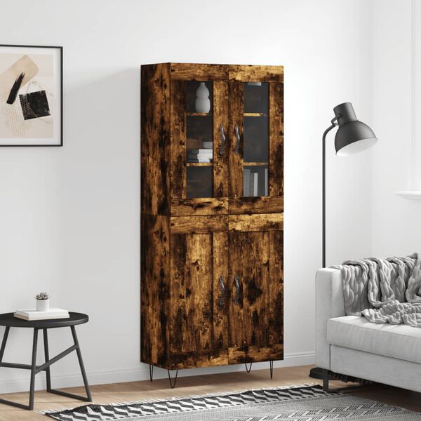 vidaXL Skř&iacute;ň highboard kouřov&yacute; dub 69,5 x 34 x 180 cm kompozitn&iacute; dřevo