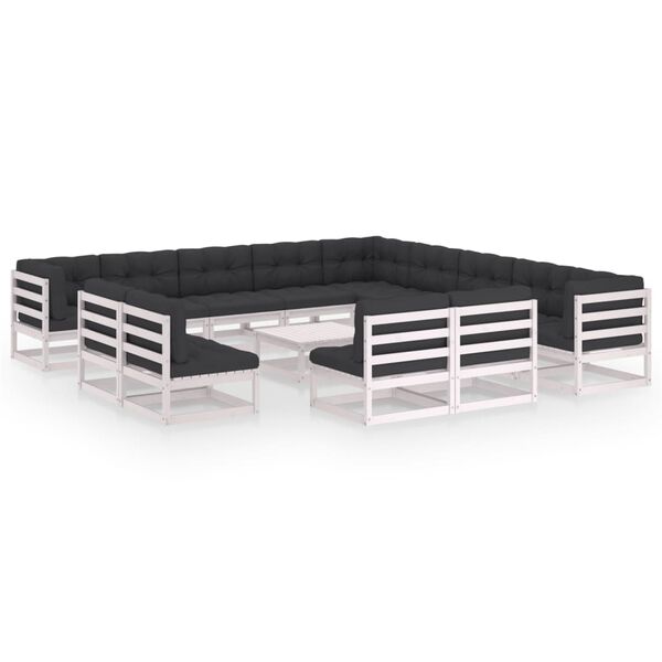 vidaXL 14d&iacute;ln&aacute; zahradn&iacute; souprava s podu&scaron;kami b&iacute;l&aacute; masivn&iacute; borovice