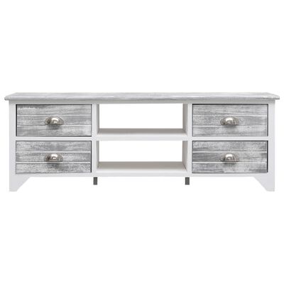 vidaXL TV stolek bílo-šedý 108 x 30 x 40 cm masivní dřevo pavlovnie