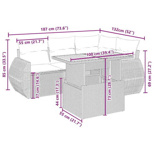 vidaXL 5d&iacute;ln&aacute; zahradn&iacute; sedac&iacute; souprava s podu&scaron;kami b&eacute;žov&aacute; polyratan