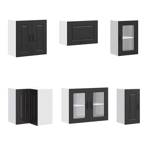 vidaXL 11d&iacute;ln&aacute; sada kuchyňsk&yacute;ch skř&iacute;něk "Kalmar" čern&yacute; kompozit