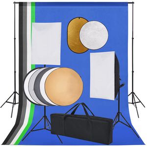 vidaXL Foto studio set se softboxy, fotopozad&iacute;m a odraznou deskou