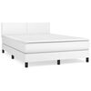 vidaXL Box spring postel s matrac&iacute; b&iacute;l&aacute; 140x200 cm uměl&aacute; kůže