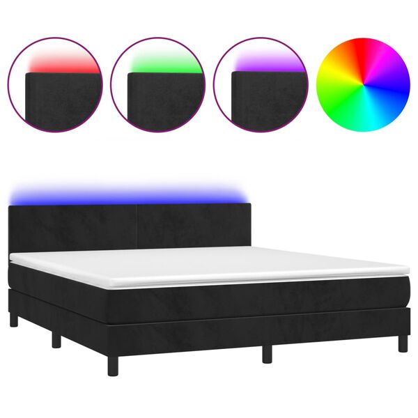 vidaXL Box spring postel s matrac&iacute; a LED čern&aacute; 160x200 cm samet