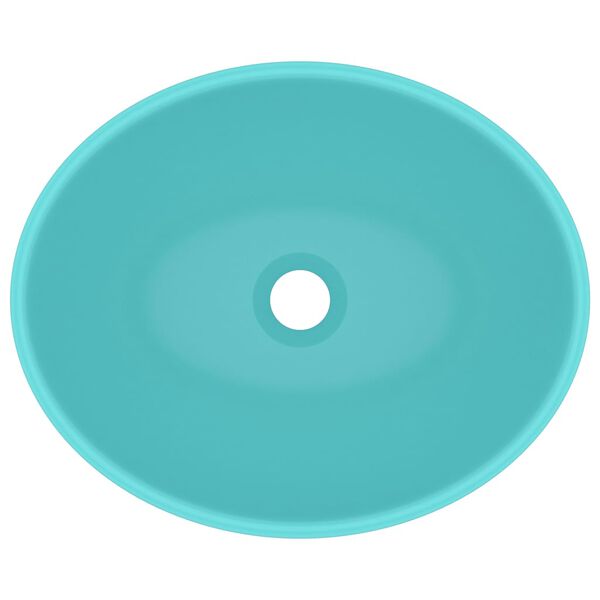 vidaXL Luxusní umyvadlo oválné matně světle zelené 40 x 33 cm keramika