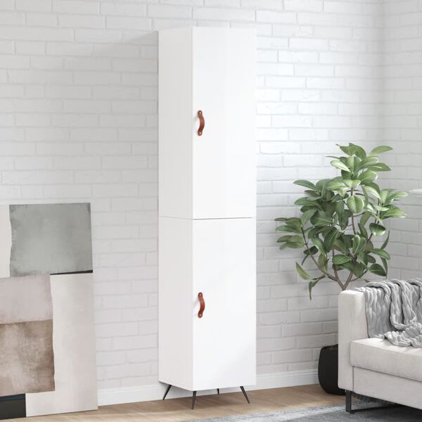 vidaXL Skř&iacute;ň highboard b&iacute;l&aacute; s vysok&yacute;m leskem 34,5x34x180 cm kompozit