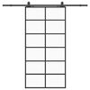 vidaXL Posuvn&eacute; dveře se sadou kov&aacute;n&iacute; čern&eacute; 90x205 cm ESG Glass