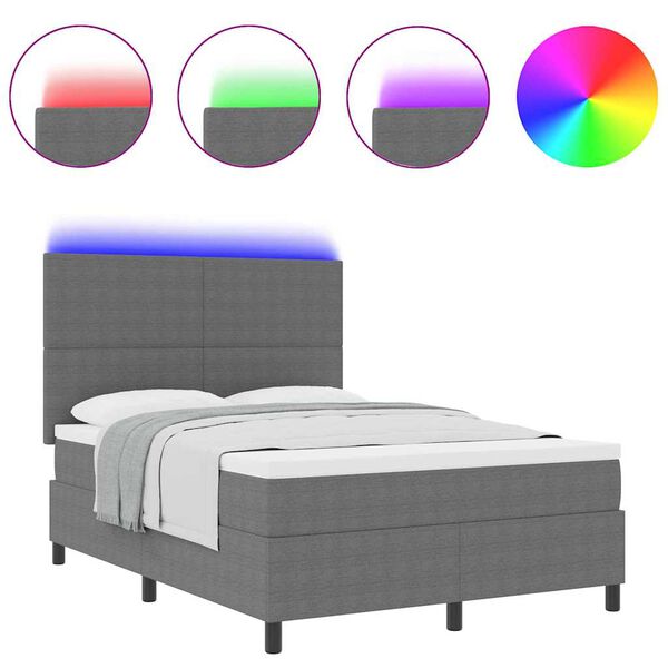 vidaXL Postel s boxspringem Světle &scaron;ed&aacute; a b&iacute;l&aacute; 203 x 144 x 128 cm