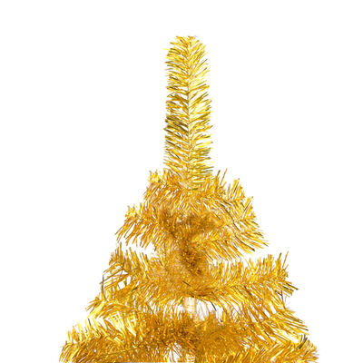 vidaXL Umělý vánoční stromek s LED a sadou koulí zlatý 150 cm PET