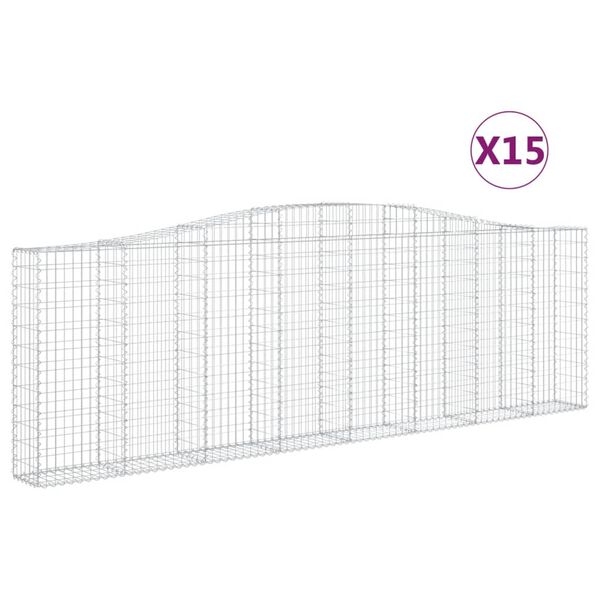 vidaXL Klenut&eacute; gabionov&eacute; ko&scaron;e 15ks 400x30x120/140cm pozinkovan&eacute; železo