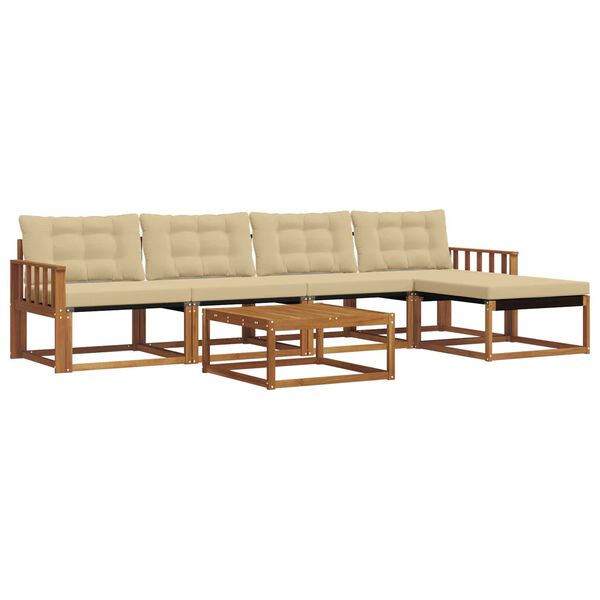 vidaXL Venkovn&iacute; pohovkov&aacute; souprava 6 pcs Přirozen&aacute; a B&eacute;žov&aacute;