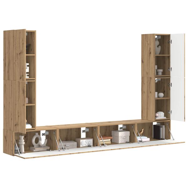 vidaXL Sestava TV skř&iacute;něk 8 pcs Artisanov&yacute; dub kompozitn&iacute; dřevo