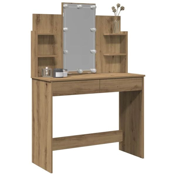 vidaXL Toaletn&iacute; stolek s LED osvětlen&iacute;m dub artisan 96 x 40 x 142 cm