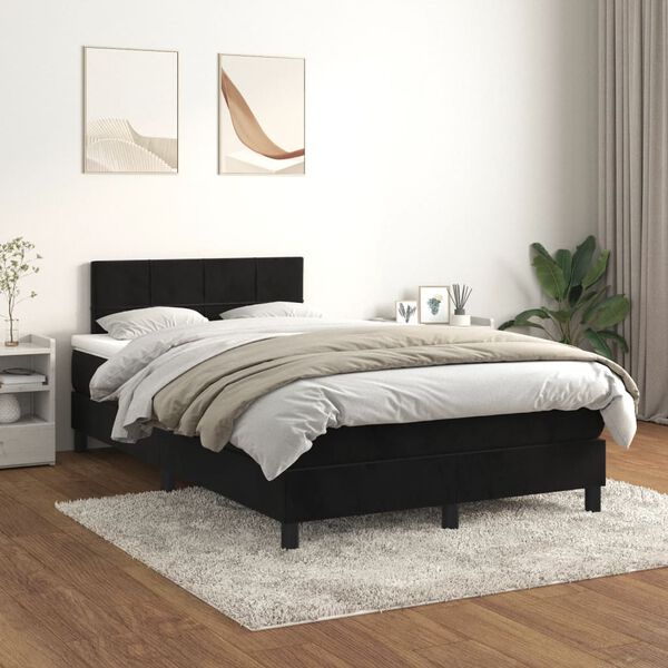 vidaXL Box spring postel s matrac&iacute; čern&aacute; 120 x 200 cm samet