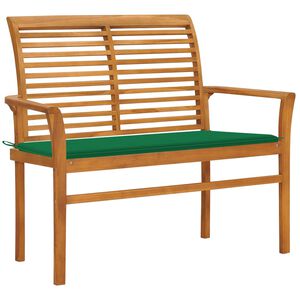 vidaXL Zahradn&iacute; lavice se zelenou podu&scaron;kou 112 cm masivn&iacute; teak