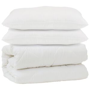 vidaXL Přikr&yacute;vka s pol&scaron;t&aacute;řem 3 pcs B&iacute;l&aacute; Mikrovl&aacute;kno