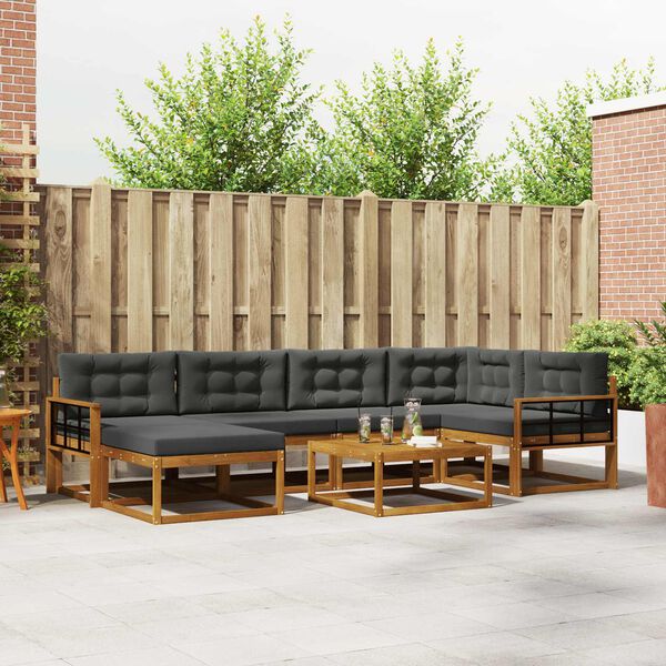 vidaXL Venkovn&iacute; pohovkov&aacute; souprava 7 pcs Přirozen&aacute; a Anthracitov&aacute;