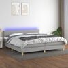 vidaXL Box spring postel s matrac&iacute; a LED světle &scaron;ed&aacute; 200x200 cm textil
