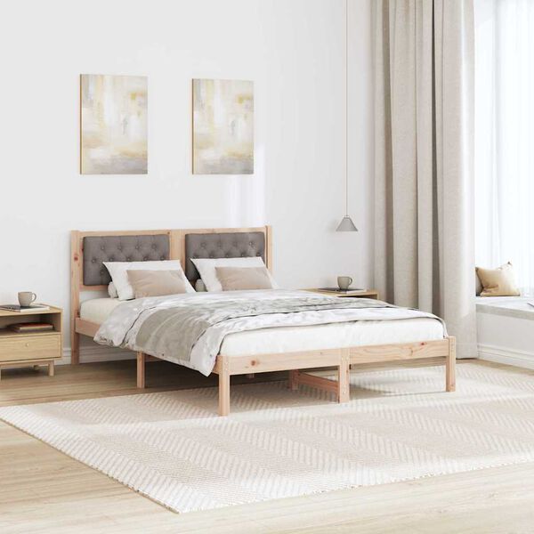 vidaXL R&aacute;m postele s čelo Taupe 150 x 200 cm Masivn&iacute; borov&eacute; dřevo