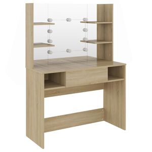 vidaXL Kosmetick&yacute; stolek s LED světly 100 x 40 x 135 cm MDF dub