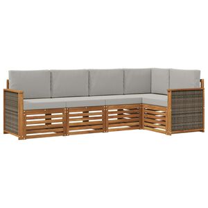 vidaXL Rohov&aacute; sofa sada s pol&scaron;t&aacute;řem 4 pcs Př&iacute;rodn&iacute; a světle &scaron;ed&aacute;