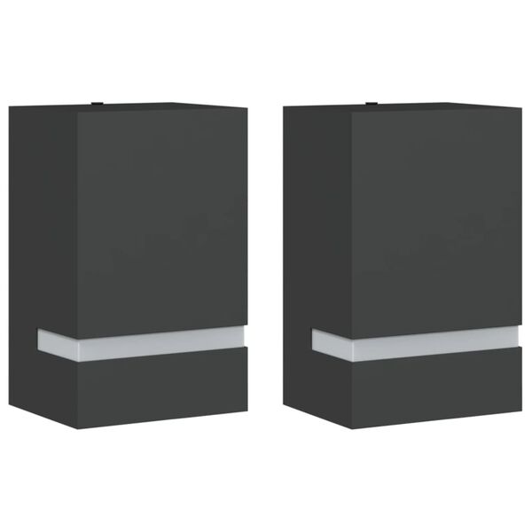 vidaXL Venkovn&iacute; n&aacute;stěnn&aacute; sv&iacute;tidla 2 ks čern&aacute; nerezov&aacute; ocel