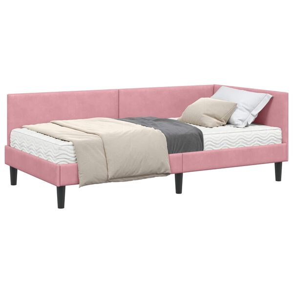 vidaXL Rohov&yacute; r&aacute;m postele s matrac&iacute; Jin&yacute; s čelo 2 pcs &Scaron;ed&aacute; samet