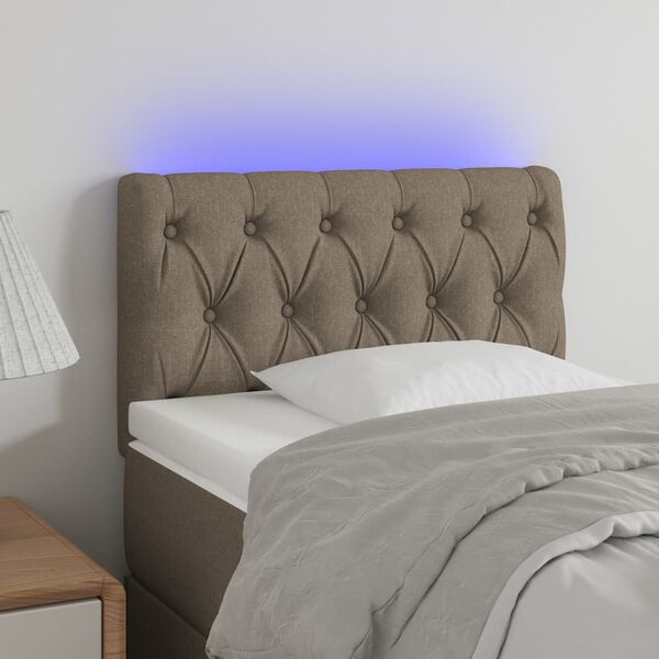 vidaXL Čelo postele s LED taupe 80 x 7 x 78/88 cm textil