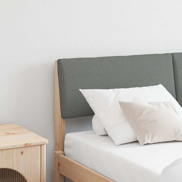 vidaXL Čalouněn&eacute; čelo postele Tmavě &scaron;ed&aacute; 160 cm Masivn&iacute; borov&eacute; dřevo