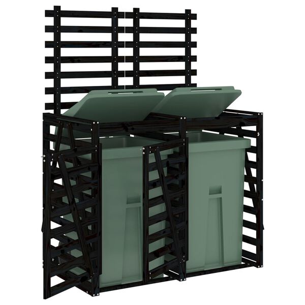 vidaXL Úložný box na dvě popelnice černý masivní borové dřevo