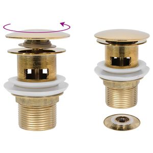 vidaXL Umyvadlová výpusť s přepadem zlatá 6,4 x 6,4 x 9,1 cm